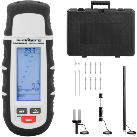 Wilgotnościomierz miernik wilgotności do materiałów budowlanych LCD 1-75% ZESTAW Wilgotnościomierz miernik wilgotności do materiałów budowlanych LCD 1-75% ZESTAW