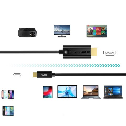 Kabel adapter przejściówka z USB Typ C - HDMI 2.0 4K 60Hz 1.8m czarny Kabel adapter przejściówka z USB Typ C - HDMI 2.0 4K 60Hz 1.8m czarny