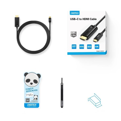 Kabel adapter przejściówka z USB Typ C - HDMI 2.0 4K 60Hz 1.8m czarny Kabel adapter przejściówka z USB Typ C - HDMI 2.0 4K 60Hz 1.8m czarny