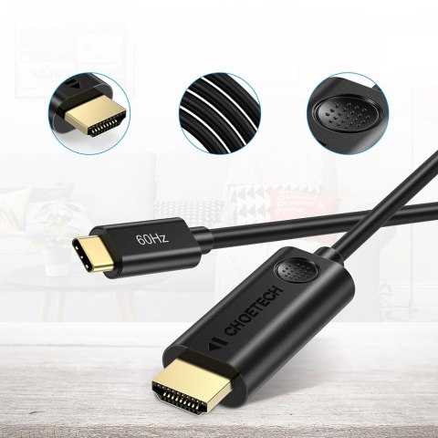 Kabel adapter przejściówka z USB Typ C - HDMI 2.0 4K 60Hz 1.8m czarny Kabel adapter przejściówka z USB Typ C - HDMI 2.0 4K 60Hz 1.8m czarny