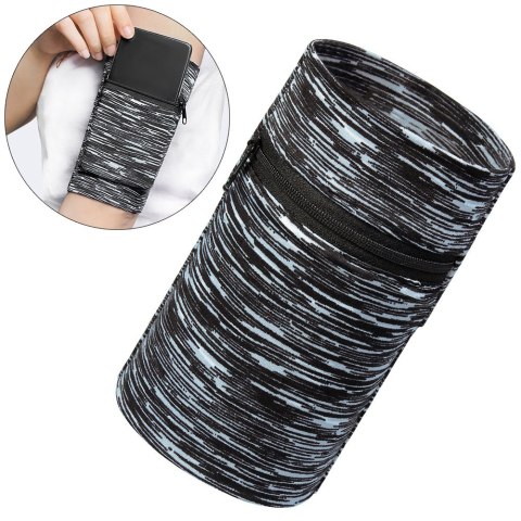 Opaska na ramię do biegania ćwiczeń fitness armband paski biały-czarny Opaska na ramię do biegania ćwiczeń fitness armband paski biały-czarny