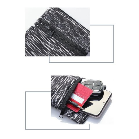 Opaska na ramię do biegania ćwiczeń fitness armband paski biały-czarny Opaska na ramię do biegania ćwiczeń fitness armband paski biały-czarny