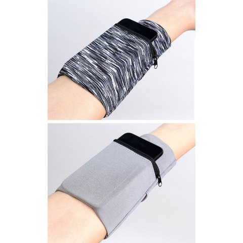 Opaska na ramię do biegania ćwiczeń fitness armband paski biały-czarny Opaska na ramię do biegania ćwiczeń fitness armband paski biały-czarny