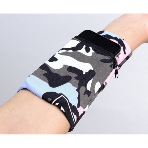 Opaska na ramię do biegania ćwiczeń fitness armband paski biały-czarny Opaska na ramię do biegania ćwiczeń fitness armband paski biały-czarny