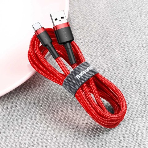 Wytrzymały elastyczny kabel przewód USB USB-C QC3.0 3A 0.5M czerwony Wytrzymały elastyczny kabel przewód USB USB-C QC3.0 3A 0.5M czerwony
