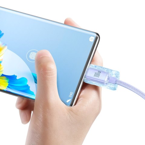 Kabel przewód do szybkiego ładowania i transferu danych USB USB-C 100W 1.2m fioletowy Kabel przewód do szybkiego ładowania i transferu danych USB USB-C 100W 1.2m fioletowy