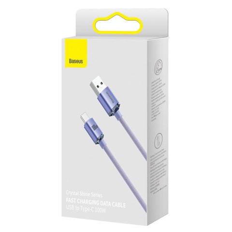 Kabel przewód do szybkiego ładowania i transferu danych USB USB-C 100W 1.2m fioletowy Kabel przewód do szybkiego ładowania i transferu danych USB USB-C 100W 1.2m fioletowy
