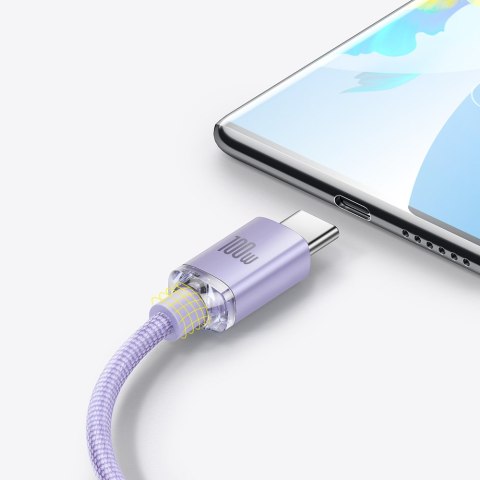 Kabel przewód do szybkiego ładowania i transferu danych USB USB-C 100W 1.2m fioletowy Kabel przewód do szybkiego ładowania i transferu danych USB USB-C 100W 1.2m fioletowy