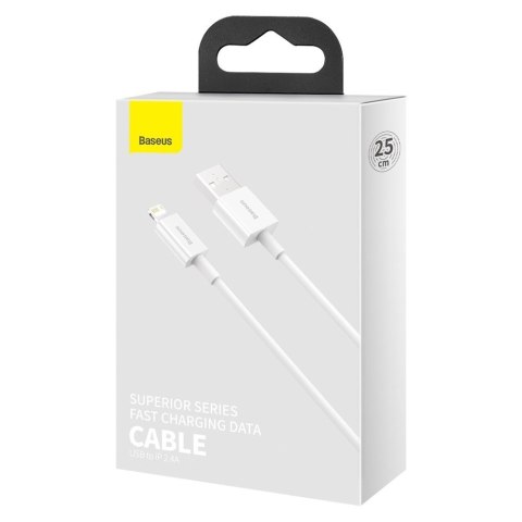 Superior kabel przewód USB Iphone Lightning 2.4A 25cm Biały Superior kabel przewód USB Iphone Lightning 2.4A 25cm Biały