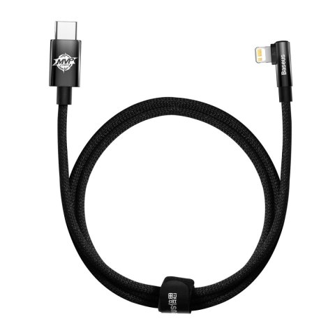 Kątowy kabel przewód Power Delivery z bocznym wtykiem USB-C Iphone Lightning 1m 20W czarny Kątowy kabel przewód Power Delivery z bocznym wtykiem USB-C Iphone Lightning 1m 20W czarny