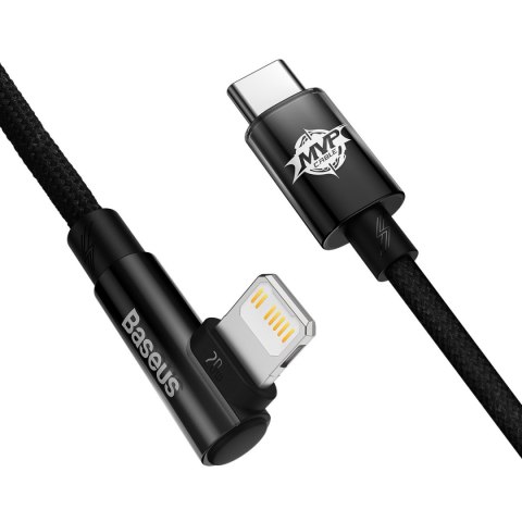 Kątowy kabel przewód Power Delivery z bocznym wtykiem USB-C Iphone Lightning 1m 20W czarny Kątowy kabel przewód Power Delivery z bocznym wtykiem USB-C Iphone Lightning 1m 20W czarny