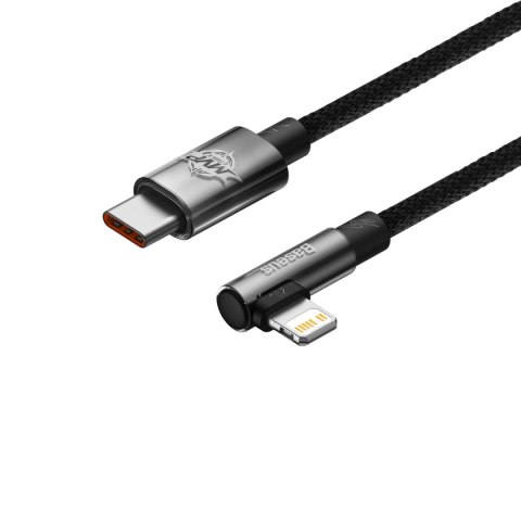 Kątowy kabel przewód Power Delivery z bocznym wtykiem USB-C Iphone Lightning 1m 20W czarny Kątowy kabel przewód Power Delivery z bocznym wtykiem USB-C Iphone Lightning 1m 20W czarny