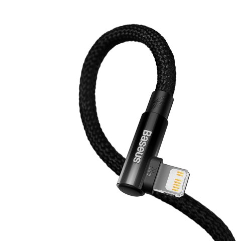 Kątowy kabel przewód Power Delivery z bocznym wtykiem USB-C Iphone Lightning 1m 20W czarny Kątowy kabel przewód Power Delivery z bocznym wtykiem USB-C Iphone Lightning 1m 20W czarny