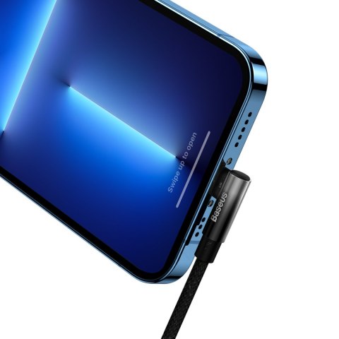Kątowy kabel przewód Power Delivery z bocznym wtykiem USB-C Iphone Lightning 1m 20W czarny Kątowy kabel przewód Power Delivery z bocznym wtykiem USB-C Iphone Lightning 1m 20W czarny