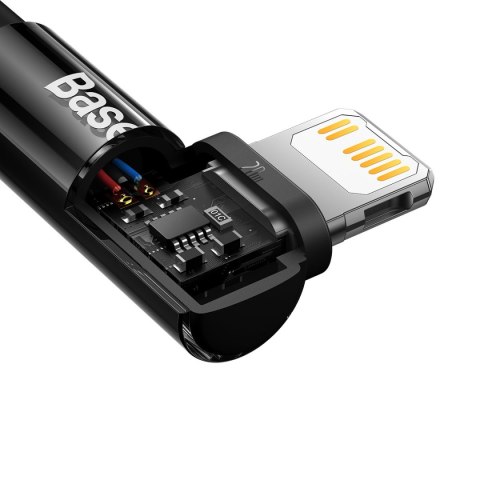 Kątowy kabel przewód Power Delivery z bocznym wtykiem USB-C Iphone Lightning 1m 20W czarny Kątowy kabel przewód Power Delivery z bocznym wtykiem USB-C Iphone Lightning 1m 20W czarny