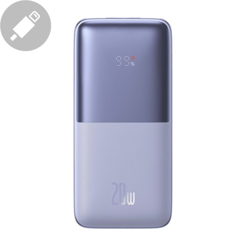 Powerbank Bipow Pro 10000mAh 20W z kablem USB USB-C 3A 0.3m fioletowy Powerbank Bipow Pro 10000mAh 20W z kablem USB USB-C 3A 0.3m fioletowy
