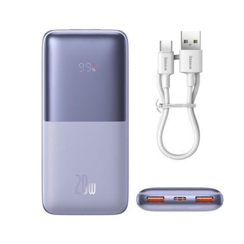 Powerbank Bipow Pro 10000mAh 20W z kablem USB USB-C 3A 0.3m fioletowy Powerbank Bipow Pro 10000mAh 20W z kablem USB USB-C 3A 0.3m fioletowy