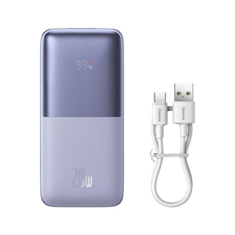 Powerbank Bipow Pro 10000mAh 20W z kablem USB USB-C 3A 0.3m fioletowy Powerbank Bipow Pro 10000mAh 20W z kablem USB USB-C 3A 0.3m fioletowy