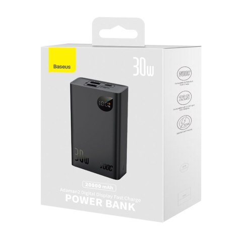 Powerbank z wyświetlaczem 20000mAh 30W 2xUSB 1xUSB-C Quick Charge SCP VOOC czarny Powerbank z wyświetlaczem 20000mAh 30W 2xUSB 1xUSB-C Quick Charge SCP VOOC czarny
