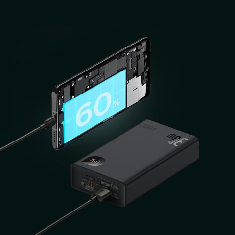 Powerbank z wyświetlaczem 20000mAh 30W 2xUSB 1xUSB-C Quick Charge SCP VOOC czarny Powerbank z wyświetlaczem 20000mAh 30W 2xUSB 1xUSB-C Quick Charge SCP VOOC czarny