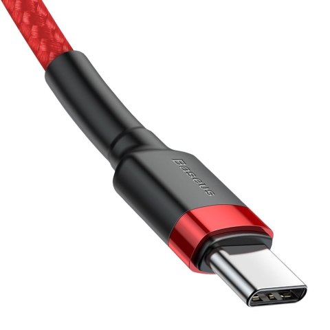 Wytrzymały kabel przewód w oplocie USB-C do USB-C QC3 1m - czerwony Wytrzymały kabel przewód w oplocie USB-C do USB-C QC3 1m - czerwony