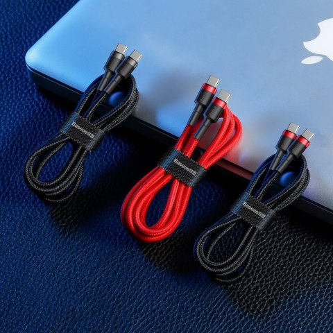 Wytrzymały kabel przewód w oplocie USB-C do USB-C QC3 1m - czerwony Wytrzymały kabel przewód w oplocie USB-C do USB-C QC3 1m - czerwony