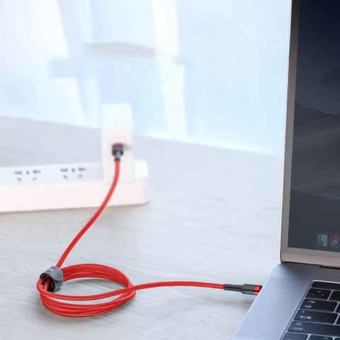 Wytrzymały kabel przewód w oplocie USB-C do USB-C QC3 1m - czerwony Wytrzymały kabel przewód w oplocie USB-C do USB-C QC3 1m - czerwony