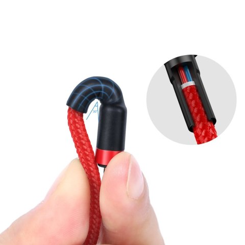 Wytrzymały kabel przewód w oplocie USB-C do USB-C QC3 1m - czerwony Wytrzymały kabel przewód w oplocie USB-C do USB-C QC3 1m - czerwony