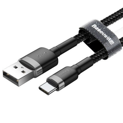Wytrzymały kabel przewód w oplocie USB do USB-C QC3 0.5m - czarno-szary Wytrzymały kabel przewód w oplocie USB do USB-C QC3 0.5m - czarno-szary