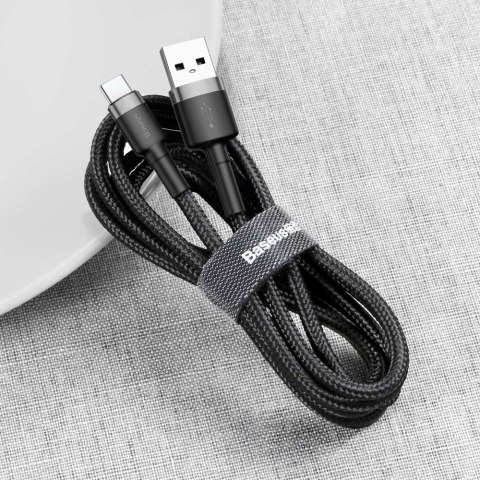Wytrzymały kabel przewód w oplocie USB do USB-C QC3 0.5m - czarno-szary Wytrzymały kabel przewód w oplocie USB do USB-C QC3 0.5m - czarno-szary