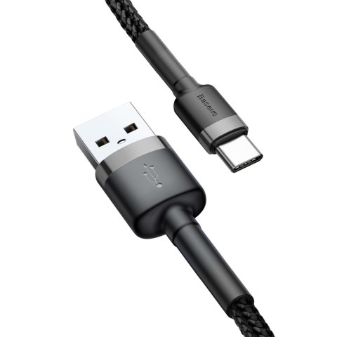 Wytrzymały kabel przewód w oplocie USB do USB-C QC3 0.5m - czarno-szary Wytrzymały kabel przewód w oplocie USB do USB-C QC3 0.5m - czarno-szary