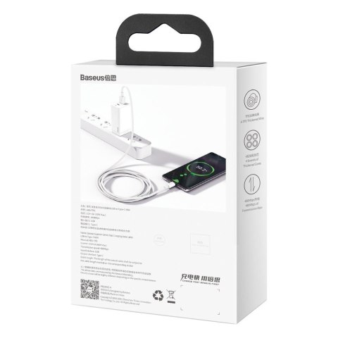 Kabel przewód Superior USB - USB-C 66W 6A 2m - biały Kabel przewód Superior USB - USB-C 66W 6A 2m - biały