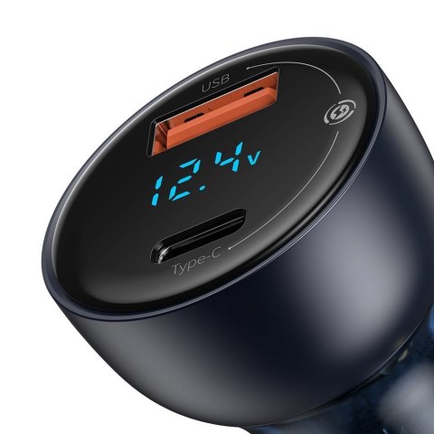 Ładowarka samochodowa USB + USB-C 65W Quick Charge ekran LCD szary Ładowarka samochodowa USB + USB-C 65W Quick Charge ekran LCD szary