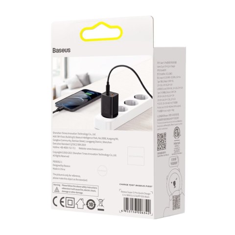 Szybka ładowarka sieciowa USB USB-C 30W PD QC Super Si Pro czarny Szybka ładowarka sieciowa USB USB-C 30W PD QC Super Si Pro czarny