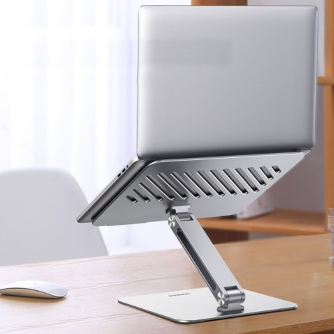Stojak składana podstawka pod laptopa tablet do pracy na stojąco srebrny Stojak składana podstawka pod laptopa tablet do pracy na stojąco srebrny