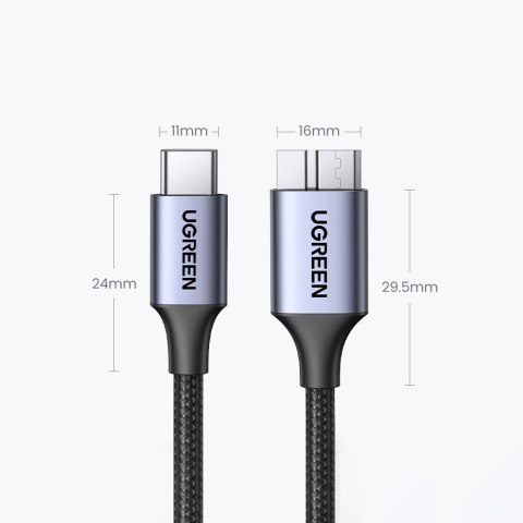 Kabel przewód USB-C - micro USB-B 3.0 3A 0.5m szary Kabel przewód USB-C - micro USB-B 3.0 3A 0.5m szary