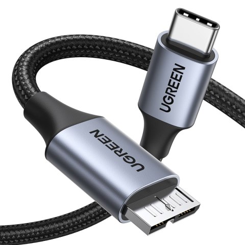 Kabel przewód do dysku SSD USB-C - micro USB-B 3.0 5Gb/s 3A 1m szary Kabel przewód do dysku SSD USB-C - micro USB-B 3.0 5Gb/s 3A 1m szary