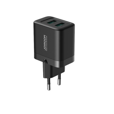 Ładowarka sieciowa 2x USB-A 12W 2.4A czarna Ładowarka sieciowa 2x USB-A 12W 2.4A czarna