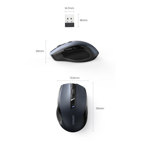 Optyczna mysz myszka bezprzewodowa USB 2.4GHz / Bluetooth 5.0 4000 DPI czarny Optyczna mysz myszka bezprzewodowa USB 2.4GHz / Bluetooth 5.0 4000 DPI czarny