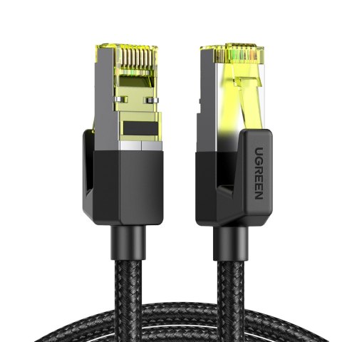 Kabel sieciowy patchcord w oplocie Ethernet RJ45 Cat 7 10Gbps 1m - czarny Kabel sieciowy patchcord w oplocie Ethernet RJ45 Cat 7 10Gbps 1m - czarny