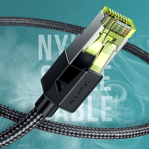 Kabel sieciowy patchcord w oplocie Ethernet RJ45 Cat 7 10Gbps 1m - czarny Kabel sieciowy patchcord w oplocie Ethernet RJ45 Cat 7 10Gbps 1m - czarny