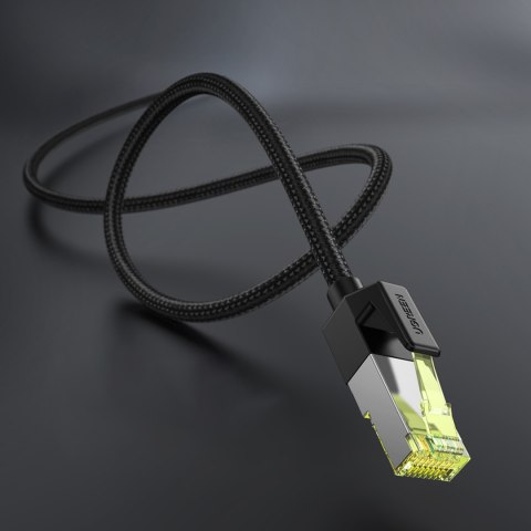 Kabel sieciowy patchcord w oplocie Ethernet RJ45 Cat 7 10Gbps 1m - czarny Kabel sieciowy patchcord w oplocie Ethernet RJ45 Cat 7 10Gbps 1m - czarny