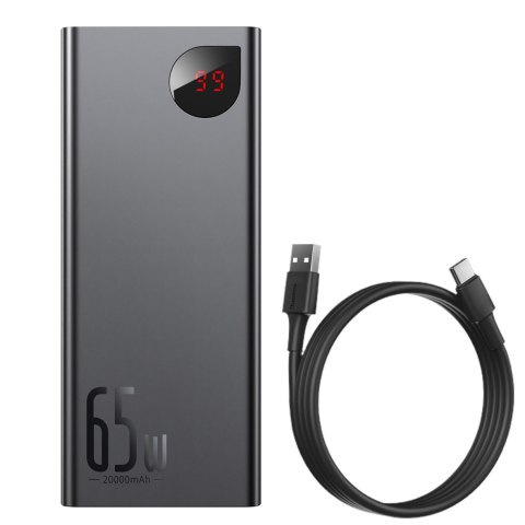 Powerbank 20000mAh Adaman Metal 65W z kablem USB-C 60W 50cm - czarny Powerbank 20000mAh Adaman Metal 65W z kablem USB-C 60W 50cm - czarny