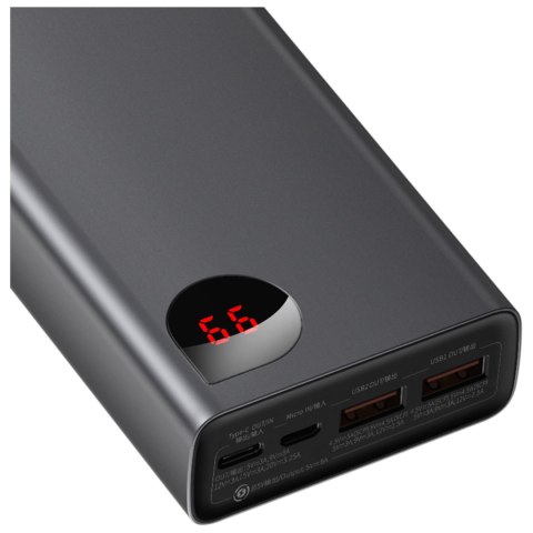 Powerbank 20000mAh Adaman Metal 65W z kablem USB-C 60W 50cm - czarny Powerbank 20000mAh Adaman Metal 65W z kablem USB-C 60W 50cm - czarny
