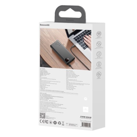 Powerbank 20000mAh Adaman Metal 65W z kablem USB-C 60W 50cm - czarny Powerbank 20000mAh Adaman Metal 65W z kablem USB-C 60W 50cm - czarny