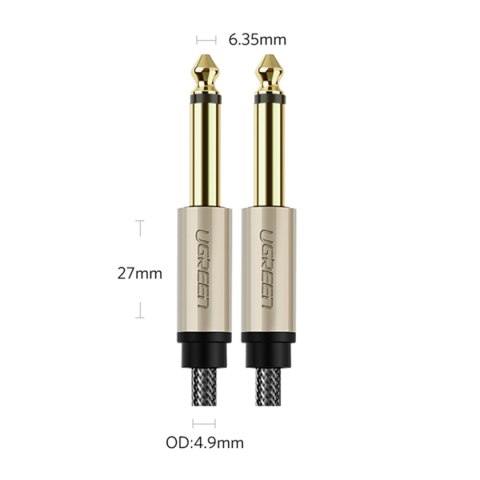 Kabel przewód audio AV128 mono TS jack 6.35mm 5m - szary Kabel przewód audio AV128 mono TS jack 6.35mm 5m - szary