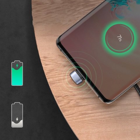 Kątowy kabel przewód dla graczy USB - USB-C Quick Charge AFC FCP 3A 18W - szary Kątowy kabel przewód dla graczy USB - USB-C Quick Charge AFC FCP 3A 18W - szary