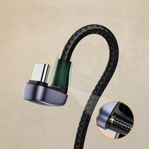 Kątowy kabel przewód dla graczy USB - USB-C Quick Charge AFC FCP 3A 18W - szary Kątowy kabel przewód dla graczy USB - USB-C Quick Charge AFC FCP 3A 18W - szary
