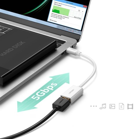 Adapter przejściówka USB-A 3.0 (żeński) - USB-C 3.0 (męski) OTG - biały Adapter przejściówka USB-A 3.0 (żeński) - USB-C 3.0 (męski) OTG - biały