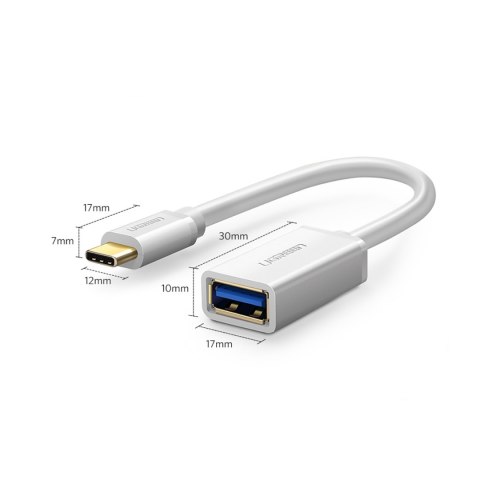 Adapter przejściówka USB-A 3.0 (żeński) - USB-C 3.0 (męski) OTG - biały Adapter przejściówka USB-A 3.0 (żeński) - USB-C 3.0 (męski) OTG - biały
